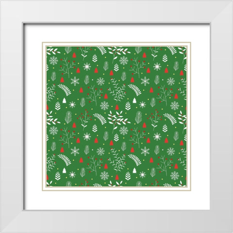 Gnome Wreath Pattern 3 White Modern Wood Framed Art Print with Double Matting by Allen, Kimberly