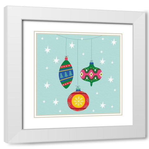 Ornaments White Modern Wood Framed Art Print with Double Matting by Allen, Kimberly