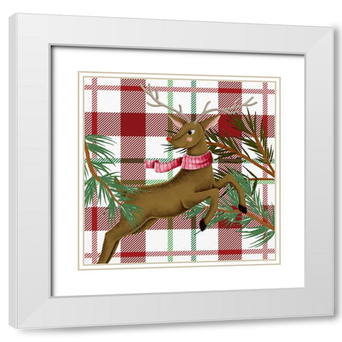 Reindeer Plaid 2 White Modern Wood Framed Art Print with Double Matting by Allen, Kimberly