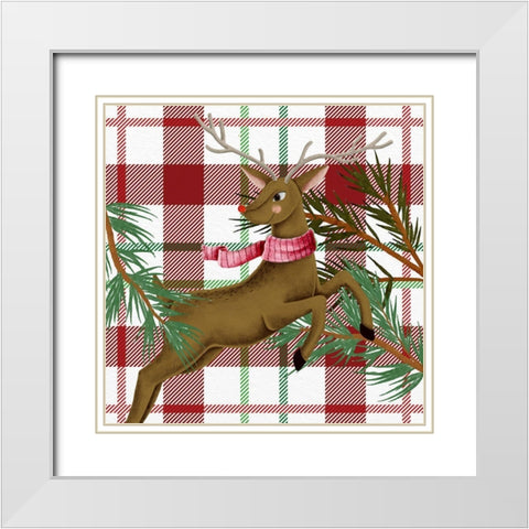 Reindeer Plaid 2 White Modern Wood Framed Art Print with Double Matting by Allen, Kimberly