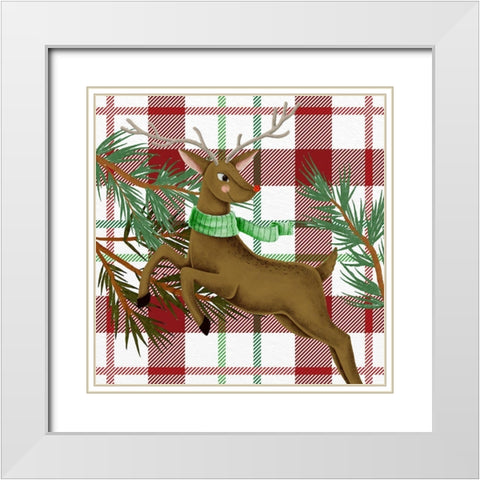 Reindeer Plaid White Modern Wood Framed Art Print with Double Matting by Allen, Kimberly