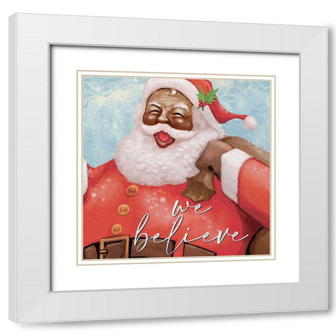 We Believe Santa v2 White Modern Wood Framed Art Print with Double Matting by Allen, Kimberly