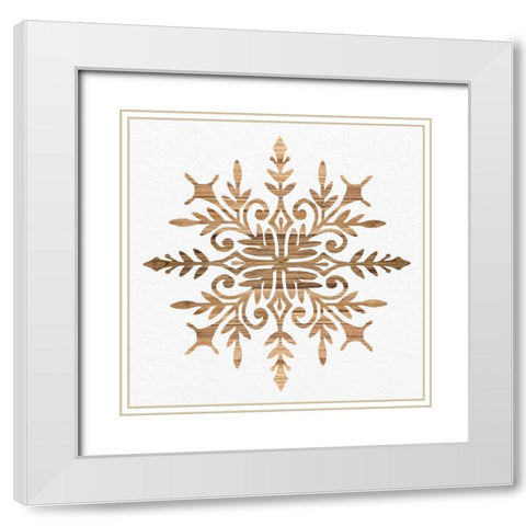 Wooden Snowflake 1 White Modern Wood Framed Art Print with Double Matting by Allen, Kimberly