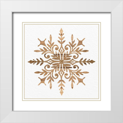 Wooden Snowflake 1 White Modern Wood Framed Art Print with Double Matting by Allen, Kimberly