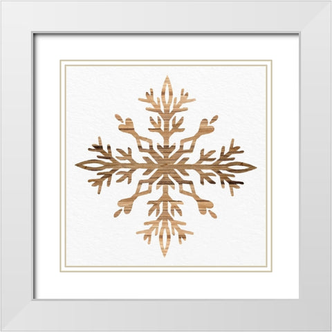 Wooden Snowflake 2 White Modern Wood Framed Art Print with Double Matting by Allen, Kimberly