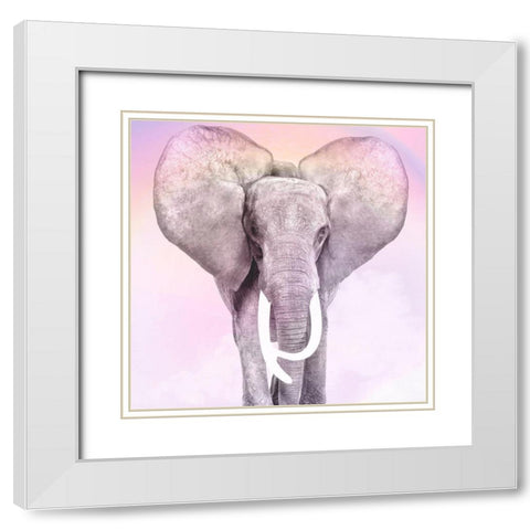Pink Animals 2 White Modern Wood Framed Art Print with Double Matting by Allen, Kimberly