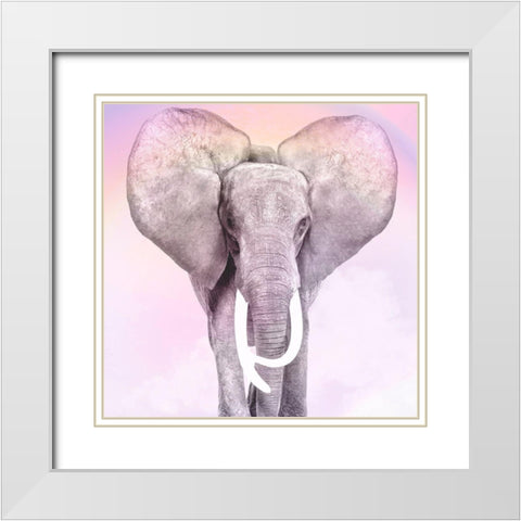 Pink Animals 2 White Modern Wood Framed Art Print with Double Matting by Allen, Kimberly