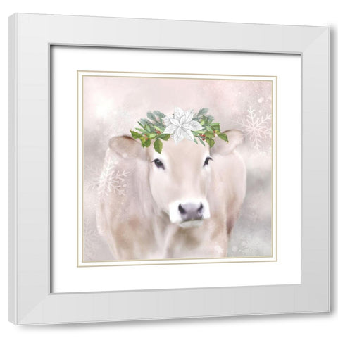 Snow Cow White Modern Wood Framed Art Print with Double Matting by Allen, Kimberly