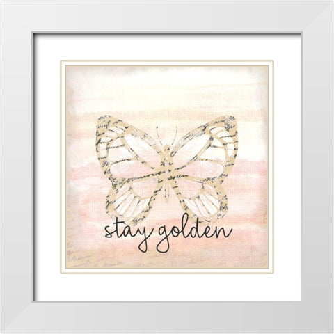 Stay Golden Butterfly White Modern Wood Framed Art Print with Double Matting by Allen, Kimberly