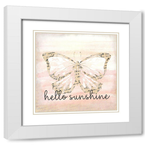 Hello Sunshine Butterfly White Modern Wood Framed Art Print with Double Matting by Allen, Kimberly