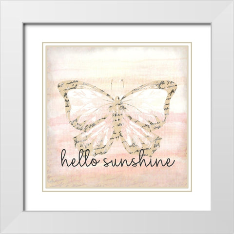 Hello Sunshine Butterfly White Modern Wood Framed Art Print with Double Matting by Allen, Kimberly