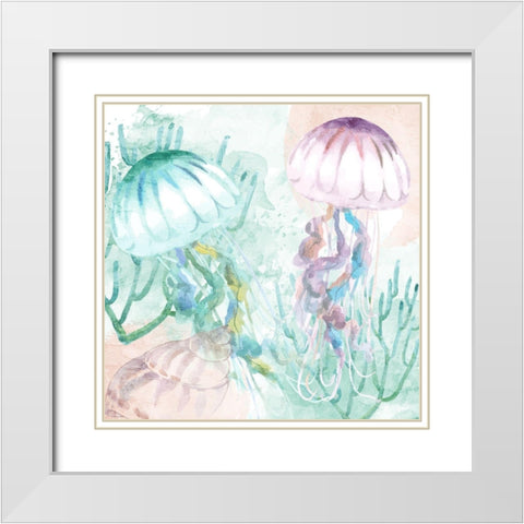 Jelly Fish White Modern Wood Framed Art Print with Double Matting by Allen, Kimberly
