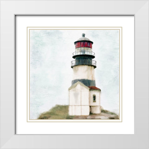 Old Lighthouse White Modern Wood Framed Art Print with Double Matting by Allen, Kimberly
