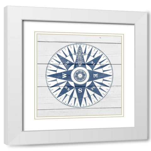 Wood Compass White Modern Wood Framed Art Print with Double Matting by Allen, Kimberly