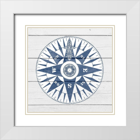 Wood Compass White Modern Wood Framed Art Print with Double Matting by Allen, Kimberly