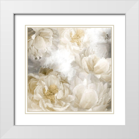 Peony Abstract White Modern Wood Framed Art Print with Double Matting by Allen, Kimberly