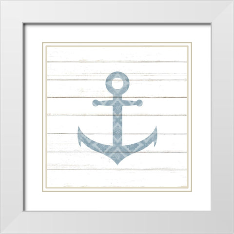 Ships Anchor White Modern Wood Framed Art Print with Double Matting by Allen, Kimberly