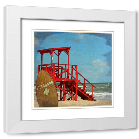 Lifeguard Station White Modern Wood Framed Art Print with Double Matting by Allen, Kimberly