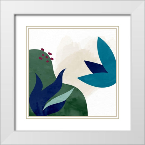 Organic Floral 1 White Modern Wood Framed Art Print with Double Matting by Allen, Kimberly