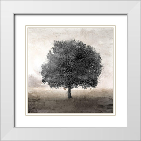 Tree Silhouette 2 White Modern Wood Framed Art Print with Double Matting by Allen, Kimberly