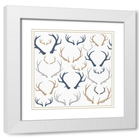Antler Pattern White Modern Wood Framed Art Print with Double Matting by Allen, Kimberly
