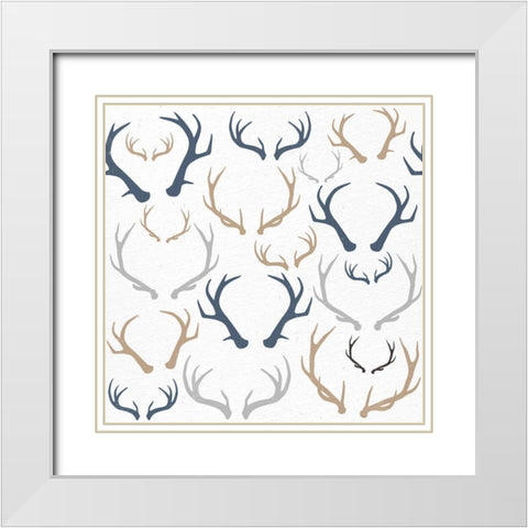 Antler Pattern White Modern Wood Framed Art Print with Double Matting by Allen, Kimberly