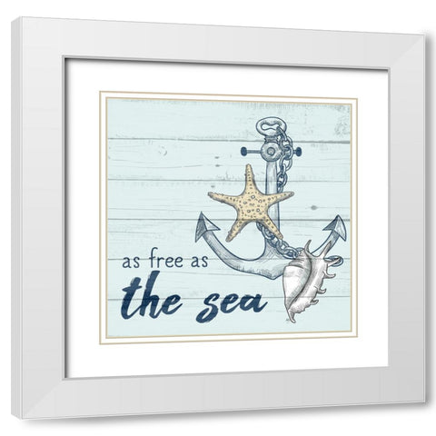 As Free as the Sea White Modern Wood Framed Art Print with Double Matting by Allen, Kimberly