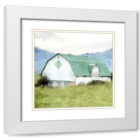Green Acres White Modern Wood Framed Art Print with Double Matting by Allen, Kimberly