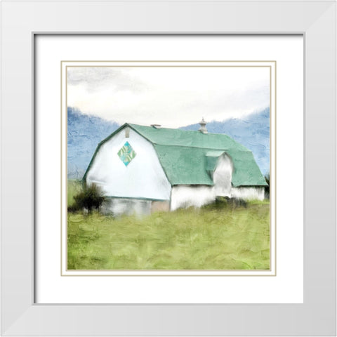 Green Acres White Modern Wood Framed Art Print with Double Matting by Allen, Kimberly