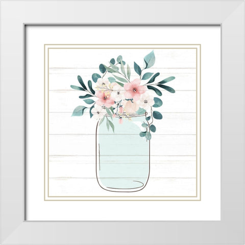 Floral Jar 1 White Modern Wood Framed Art Print with Double Matting by Allen, Kimberly