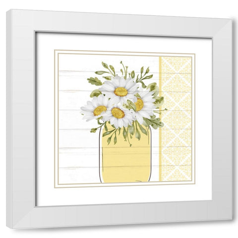 Mason Jar Floral 4 White Modern Wood Framed Art Print with Double Matting by Allen, Kimberly