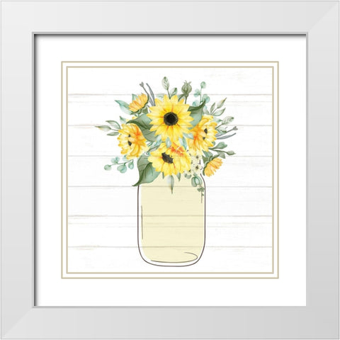 Mason Jar Floral 12 White Modern Wood Framed Art Print with Double Matting by Allen, Kimberly