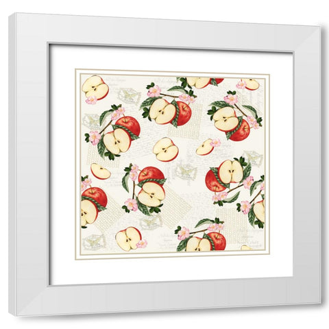 Apples 1 White Modern Wood Framed Art Print with Double Matting by Allen, Kimberly