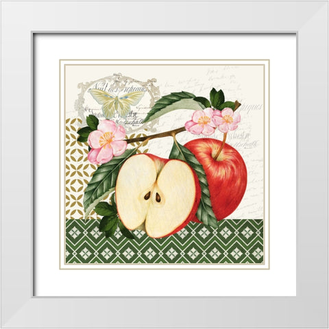 Apples 2 White Modern Wood Framed Art Print with Double Matting by Allen, Kimberly
