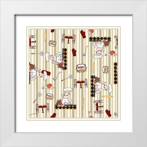 Chef 1 White Modern Wood Framed Art Print with Double Matting by Allen, Kimberly
