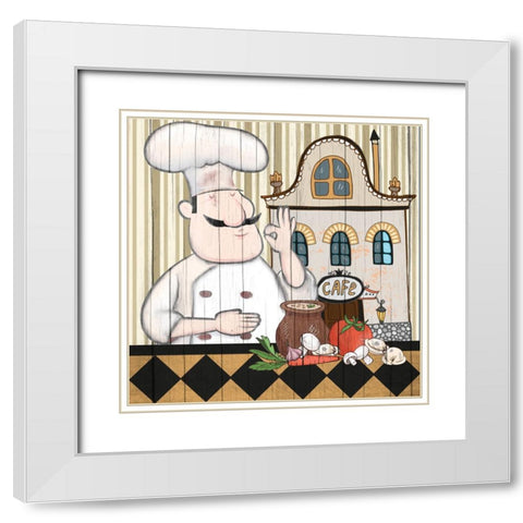 Chef 3 White Modern Wood Framed Art Print with Double Matting by Allen, Kimberly