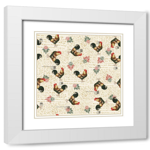 Rooster 1 White Modern Wood Framed Art Print with Double Matting by Allen, Kimberly