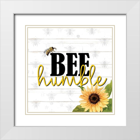 Bee 1 White Modern Wood Framed Art Print with Double Matting by Allen, Kimberly