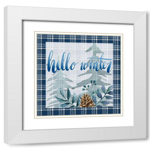 Hello Winter White Modern Wood Framed Art Print with Double Matting by Allen, Kimberly
