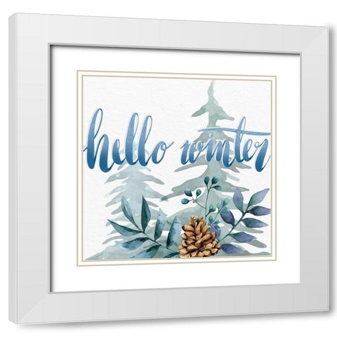 Hello Winter White Modern Wood Framed Art Print with Double Matting by Allen, Kimberly