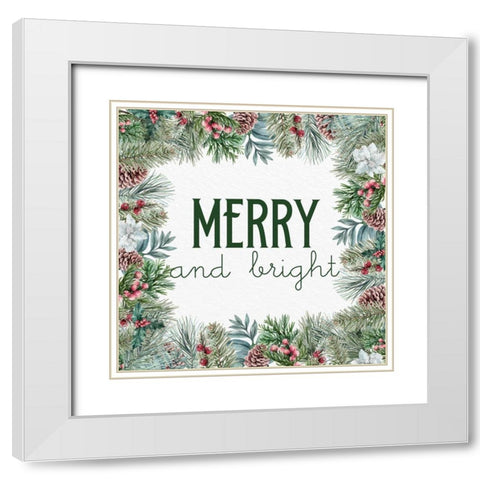 Merry and Bright White Modern Wood Framed Art Print with Double Matting by Allen, Kimberly