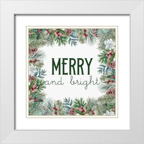 Merry and Bright White Modern Wood Framed Art Print with Double Matting by Allen, Kimberly