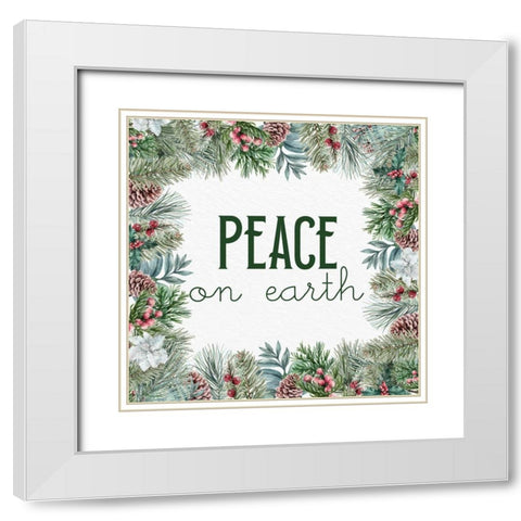 Peace on Earth White Modern Wood Framed Art Print with Double Matting by Allen, Kimberly
