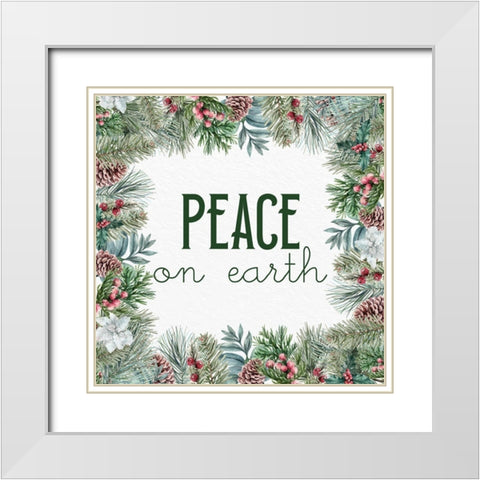 Peace on Earth White Modern Wood Framed Art Print with Double Matting by Allen, Kimberly