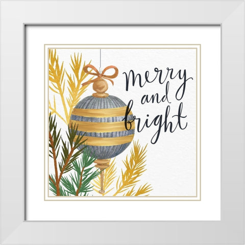 Merry and Bright White Modern Wood Framed Art Print with Double Matting by Allen, Kimberly