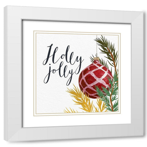 Holly Jolly White Modern Wood Framed Art Print with Double Matting by Allen, Kimberly