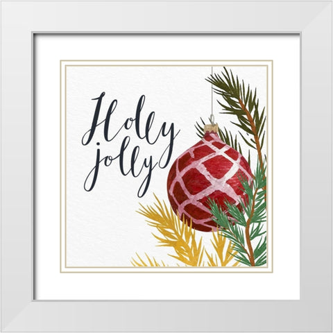 Holly Jolly White Modern Wood Framed Art Print with Double Matting by Allen, Kimberly