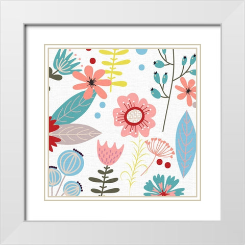 Summer Floral 1 White Modern Wood Framed Art Print with Double Matting by Allen, Kimberly