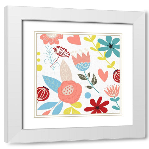 Summer Floral 2 White Modern Wood Framed Art Print with Double Matting by Allen, Kimberly