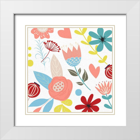 Summer Floral 2 White Modern Wood Framed Art Print with Double Matting by Allen, Kimberly